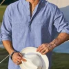 Men's Henley Shirt - Classic Blue