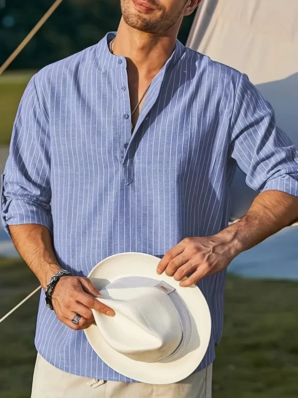 Men's Henley Shirt - Classic Blue