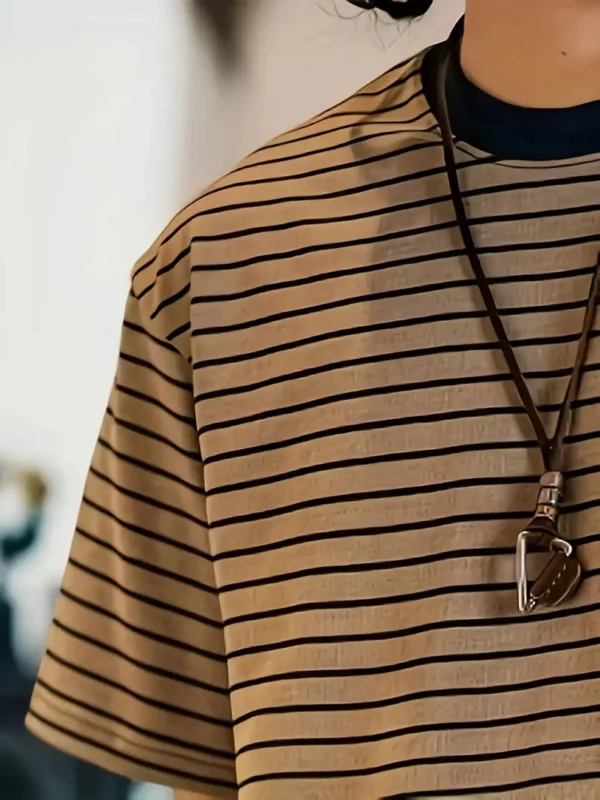 Men's Casual Striped Ripped T-Shirt