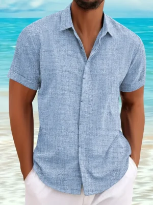 Men's Light Beige Linen Shirt
