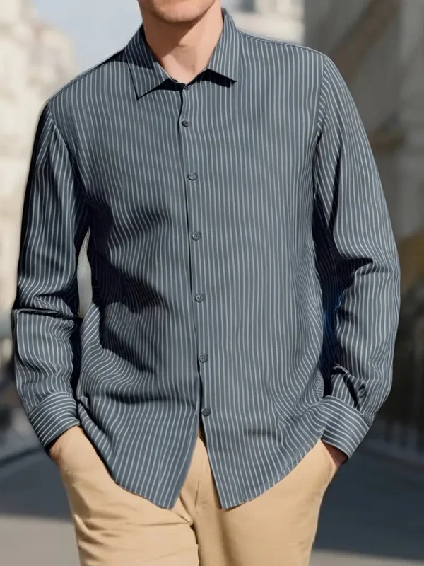 KAISER Men’s Casual Striped Long Sleeve Shirt