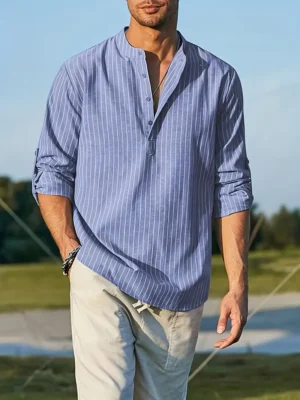 Men's Henley Shirt - Classic Blue