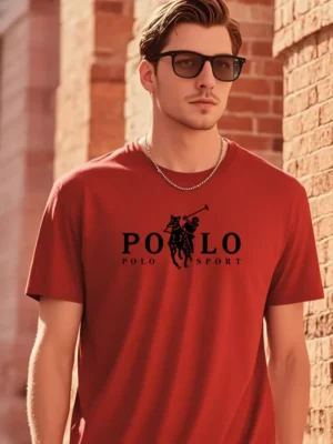Men's Casual Black "POLO" Graphic T-Shirt