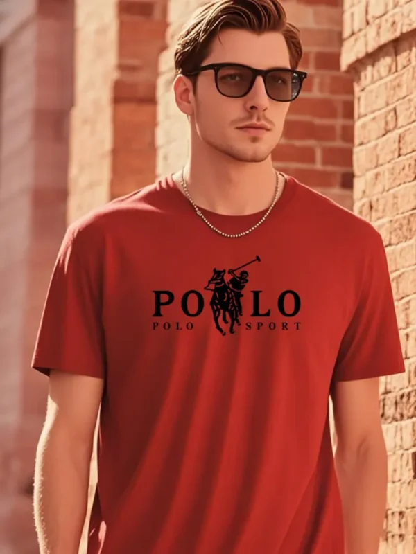 Men's Casual Black "POLO" Graphic T-Shirt