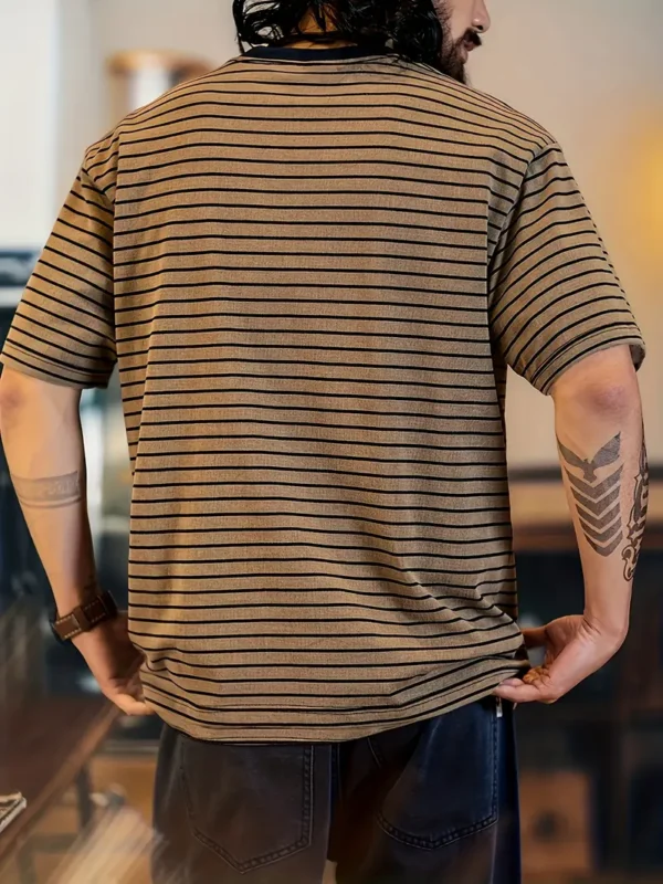 Men's Casual Striped Ripped T-Shirt