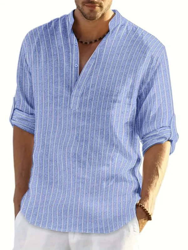 Men's Henley Shirt - Classic Blue