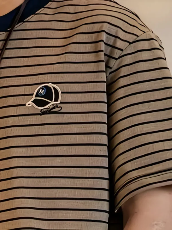 Men's Casual Striped Ripped T-Shirt